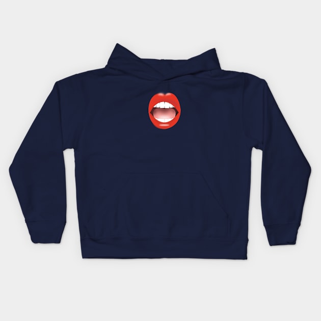 surprise mouth with red lips Kids Hoodie by designInk